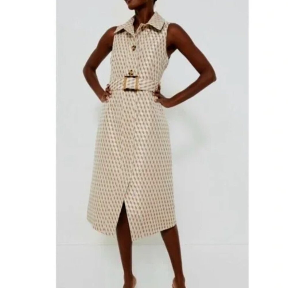 Tuckernuck Ocean Spray Sleeveless Cheyenne Dress – M –Tan & Blue Geometric Print